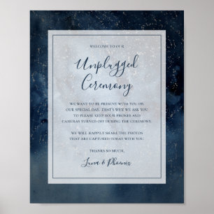 Celestial Sky met Lijst Unplugged Ceremony Sign Poster