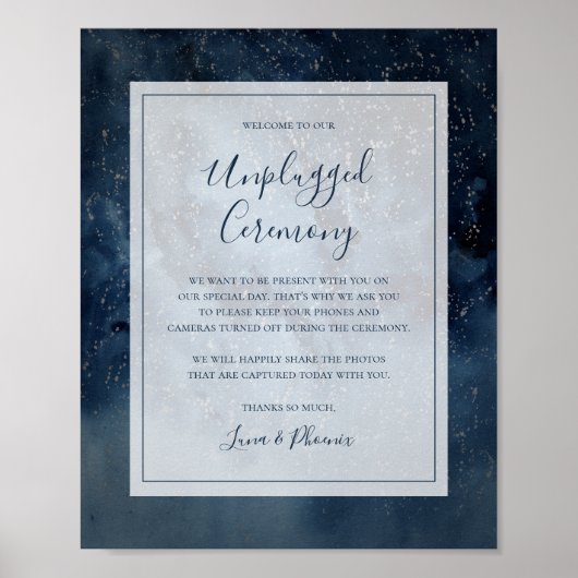 Celestial Sky met Lijst Unplugged Ceremony Sign Poster (Voorkant)