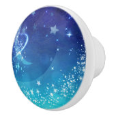 Celestial Sky Moon Sparkle & Stars Waterverf Keramische Knop (Rechts)