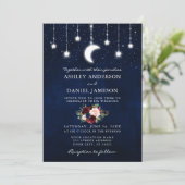 Celestial Sky Moon Stars Floral Lights Wedding Kaart (Staand voorkant)