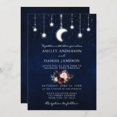 Celestial Sky Moon Stars Floral Lights Wedding Kaart (Voorkant / Achterkant)