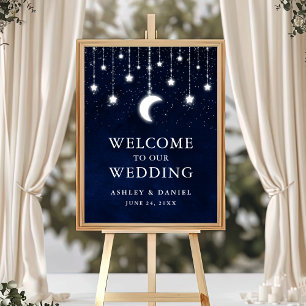 Celestial Sky Moon Stars Lights Weddenschap Welkom Poster