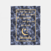 Celestial Sky Moon Stars Navy Fleece Deken (Voorkant)