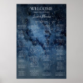Celestial Sky | Silver Alfabetical Seating Chart Poster (Voorkant)