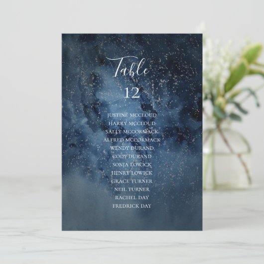 Celestial Sky | Silver Table Number Seating Chart (Staand voorkant)