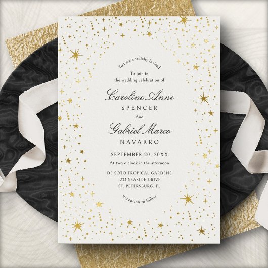 Celestial Sky Stars Wedding Foil Invitation Folie Uitnodiging