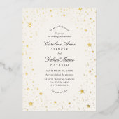 Celestial Sky Stars Wedding Foil Invitation Folie Uitnodiging (Voorkant)