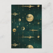 Celestial Smaragd Gouden Halve Maan Fase Bruiloft Informatiekaartje (Achterkant)