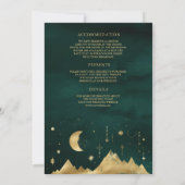 Celestial Smaragd Gouden Halve Maan Fase Bruiloft Kaart (Achterkant)