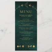 Celestial Smaragd Gouden Halve Maan Fase Bruiloft Menu (Voorkant)