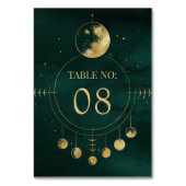 Celestial Smaragd Gouden Maan Fasen Bruiloft Kaart (Achterkant)