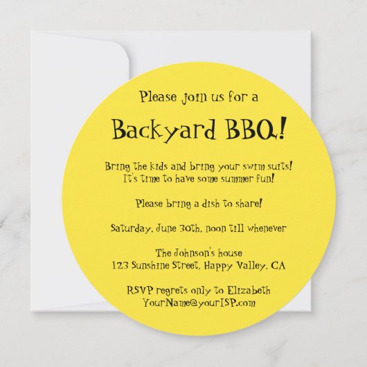  Celestial Smiling Sun Backyard BBQ Party Kaart (Achterkant)