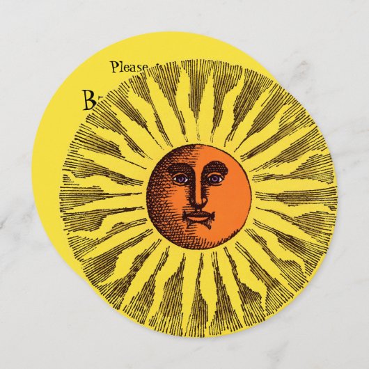  Celestial Smiling Sun Backyard BBQ Party Kaart (Voorkant / Achterkant)