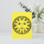 Celestial Smiling Sun Illustration Briefkaart (Staand voorkant)