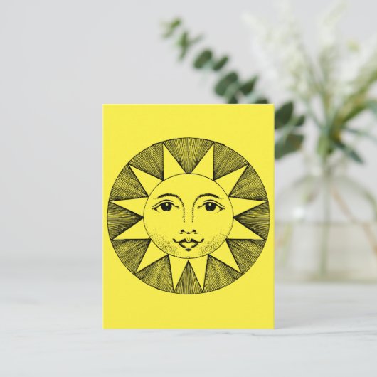  Celestial Smiling Sun Illustration Briefkaart (Staand voorkant)