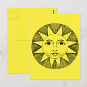 Celestial Smiling Sun Illustration Briefkaart (Voorkant / Achterkant)