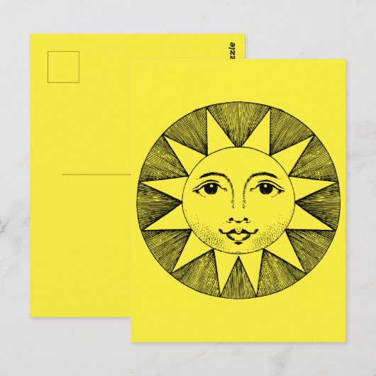  Celestial Smiling Sun Illustration Briefkaart (Voorkant / Achterkant)