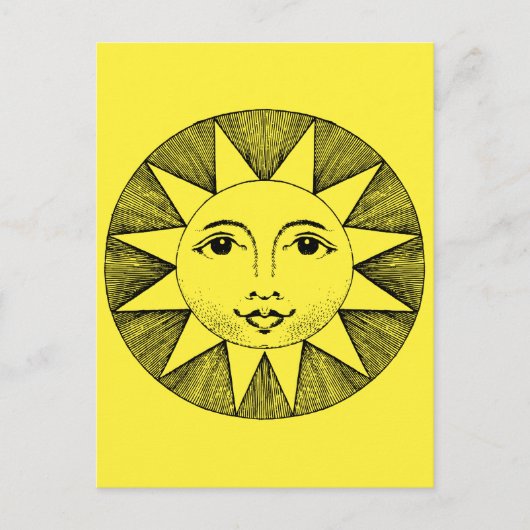 Celestial Smiling Sun Illustration Briefkaart (Voorkant)