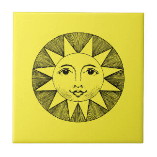  Celestial Smiling Sun Illustration Tegeltje