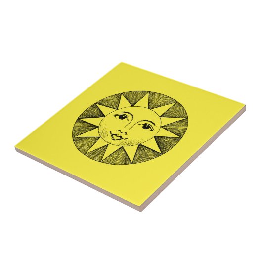  Celestial Smiling Sun Illustration Tegeltje (Zijkant)