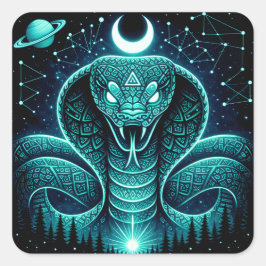 Celestial Snake – Cosmic Ancient Wildlife Galaxy Vierkante Sticker