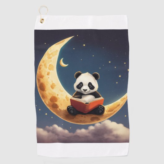 Celestial Snooze: Sleepy Moon Sticker T-shirt Golfhanddoek (Voorkant)