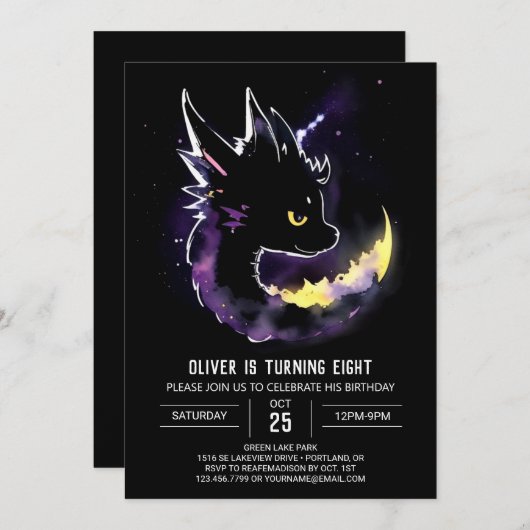 Celestial Soiree met Whimsical Dragon Kaart (Voorkant / Achterkant)