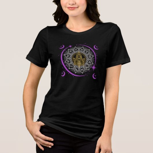 Celestial Sorceress – Mystical Zodiac Mandala Tri-Blend Shirt (Voorkant)