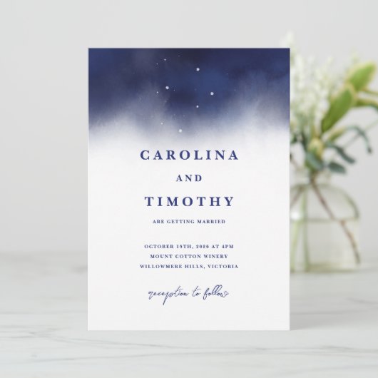 Celestial Southern Cross Crux bruiloft uitnodiging (Staand voorkant)