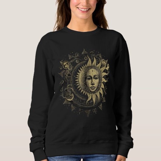 Celestial Space Sun Moon Boho Luna Solar Astronomy Trui (Voorkant)