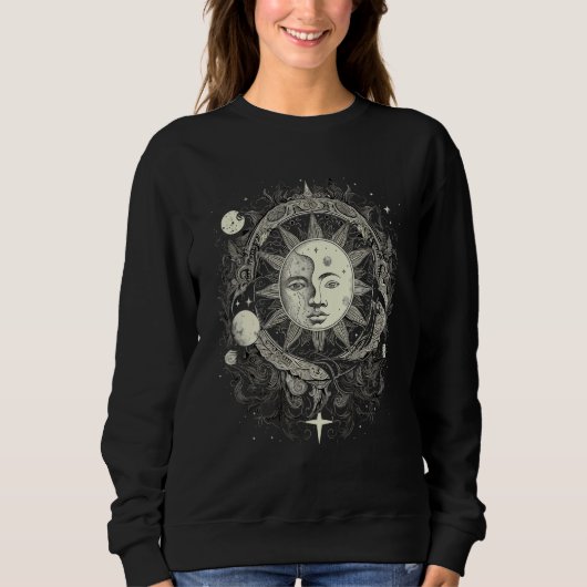 Celestial Space Sun Moon Boho Luna Solar Astronomy Trui (Voorkant)