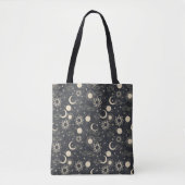 celestial space sun moon galaxy planet beige tote bag (Voorkant)