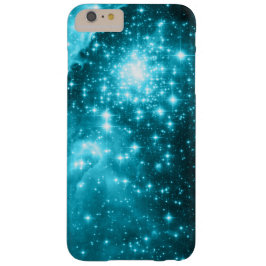 Celestial Sparkly Aqua Stars iPhone 16 Plus Hoesje