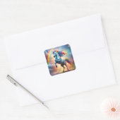Celestial Spectrum: De boog van de regenboog Eenho Vierkante Sticker (Envelop)