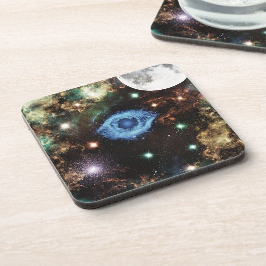 Celestial Spiral Galaxy Nebula Cluster Stars Spark Bier Onderzetter (Linkerzijde)