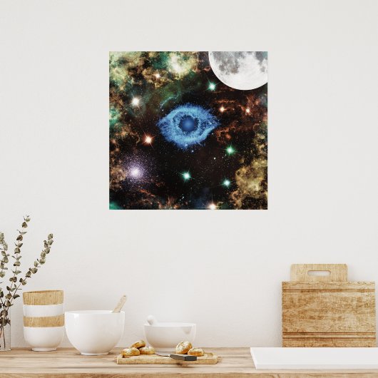 Celestial Spiral Galaxy Nebula Cluster Stars Spark Poster (Keuken)