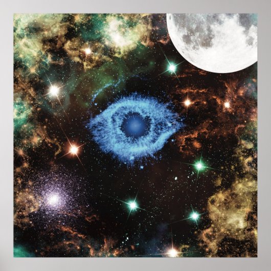 Celestial Spiral Galaxy Nebula Cluster Stars Spark Poster (Voorkant)