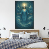 Celestial Spirit Goddess – Oceanic Light Awakening Canvas Afdruk (Insitu (Slaapkamer))