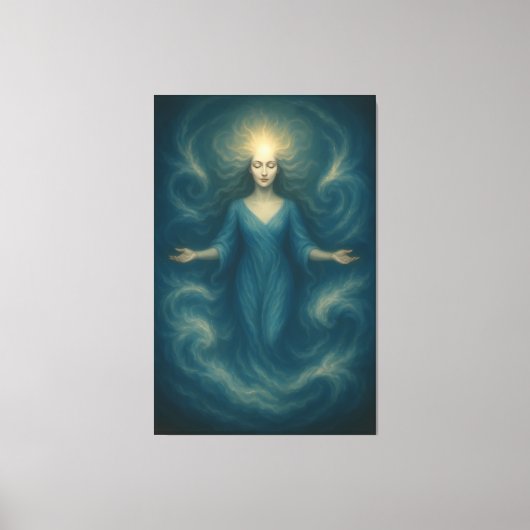 Celestial Spirit Goddess – Oceanic Light Awakening Canvas Afdruk (Voorkant)