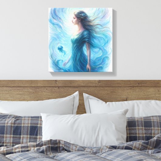 Celestial Spirit in Swirling Cosmos Canvas Afdruk (Insitu (Slaapkamer))