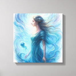 Celestial Spirit in Swirling Cosmos Canvas Afdruk