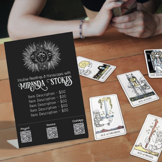 Celestial Spirit Sun Moon Tarot Reader prijslijst Reclamebord Met Voetstuk
