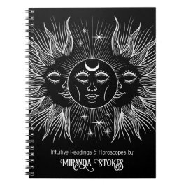 Celestial Spirit Sun & Moon Zwart & Wit Trendy Notitieboek