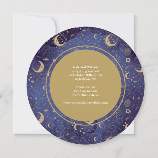 Celestial Spiritueel Gouden Sterren Maan Sterren B Save The Date (Achterkant)