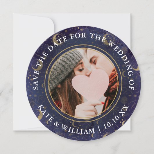 Celestial Spiritueel Gouden Sterren Maan Sterren B Save The Date (Voorkant)