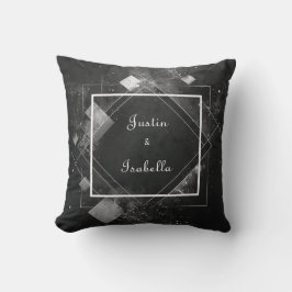 Celestial Splash Geometrische Elegante Zwarte Huwe Kussen