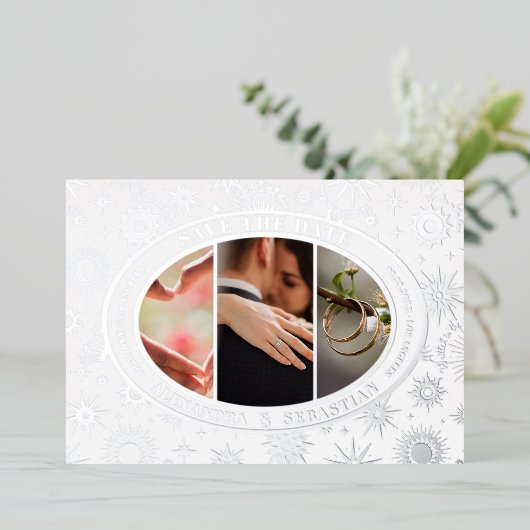 Celestial Star bruiloft aankondiging Save the Date (Staand Voorkant)