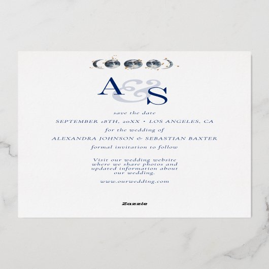 Celestial Star bruiloft aankondiging Save the Date (Achterkant)