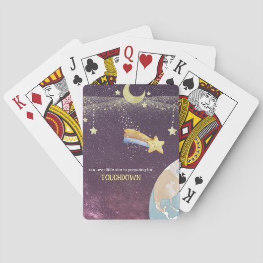 Celestial Star Custom Typography Baby shower Pokerkaarten (Achterkant)