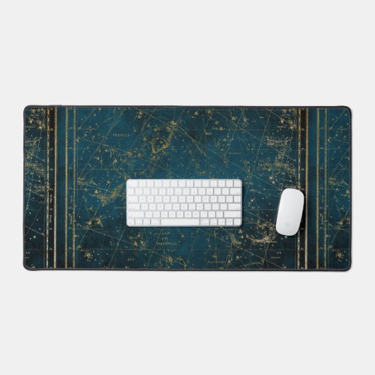 Celestial star map constellation blue gold Melkweg Bureaumat (Keyboard & Muis)